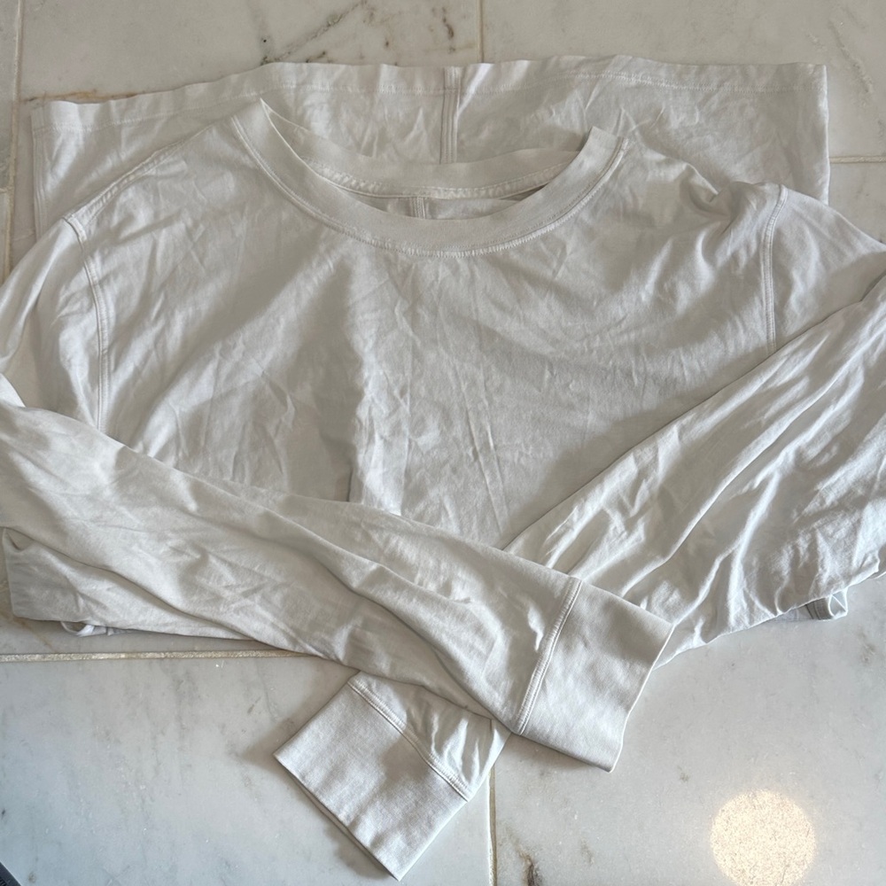 Lululemon White Cotton Long Sleeve Shirt